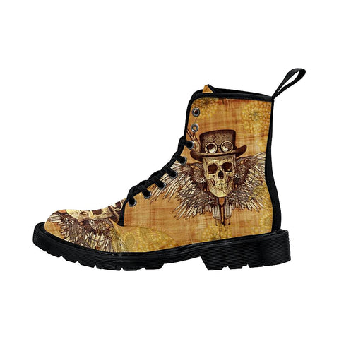 Image of Steampunk Skull Rain Women Boots,Hippie,Combat Style Boots,Emo Punk Boots,Goth Winter Boots,Casual