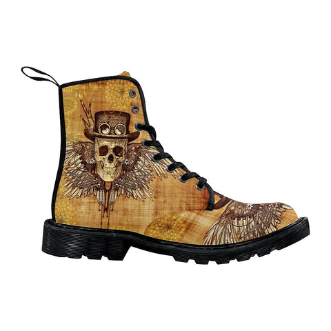 Image of Steampunk Skull Rain Women Boots,Hippie,Combat Style Boots,Emo Punk Boots,Goth Winter Boots,Casual