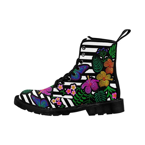 Image of Striped Garden Colorful Womens Boot ,Comfortable Boots,Decor Womens Boots,Combat Boots Combat Style