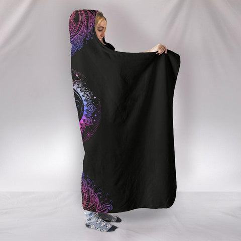 Image of Sun And Moon Mandala Hooded blanket,Blanket with Hood,Soft Blanket,Hippie Hooded Colorful Throw,Vibrant Pattern Blanket,Sherpa Blanket