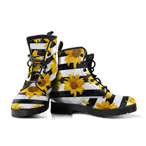 Sunflower Vegan Leather Women's Boots, Hippie Classic Streetwear,