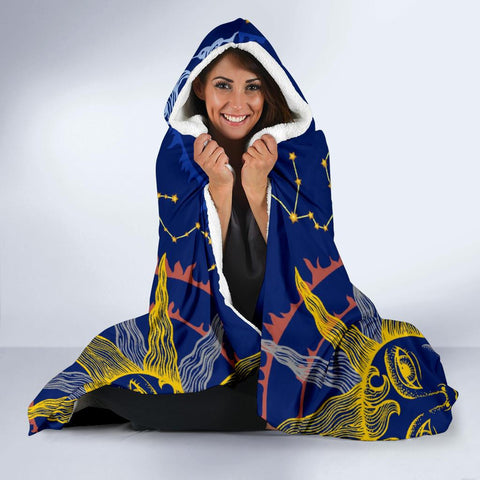 Image of Sun and moon Hooded blanket,Blanket with Hood,Soft Blanket,Hippie Hooded Blanket,Sherpa Blanket,Bright Colorful, Colorful Throw,Vibrant