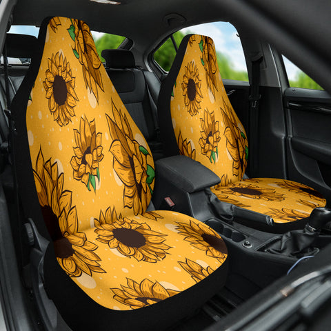 Image of Sunflower Car Seat Covers, Floral Front Protectors, Nature Vehicle Accessories,