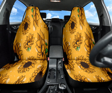 Sunflower Car Seat Covers, Floral Front Protectors, Nature Vehicle Accessories,