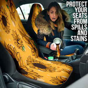 Sunflower Car Seat Covers, Floral Front Protectors, Nature Vehicle Accessories,
