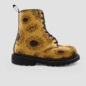 Sunflowers Vegan Wo's Boots , Floral Stylish Footwear , Classic Crafted