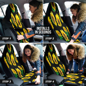 Yellow Sunflower Car Seat Covers, Floral Front Protectors, Stylish Car
