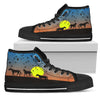 Sunset Horse High Tops Sneaker, Multi Colored, Canvas Shoes,High Quality, Boho,Streetwear,All Star,Custom Shoes,Womens High Top