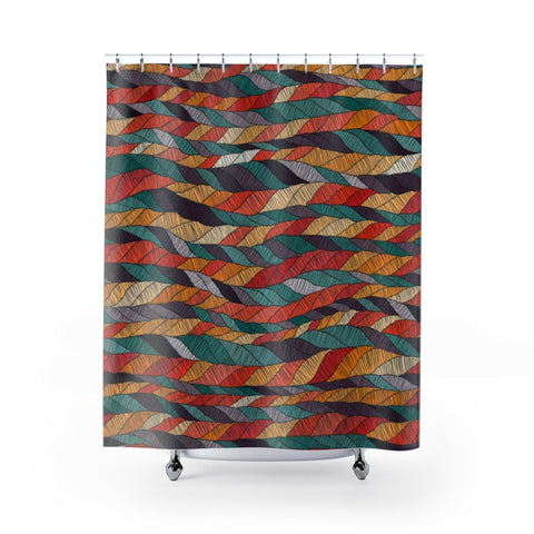 Image of Swirl Stripe Abstract Multicolored Colorful Shower Curtains, Water Proof Bath