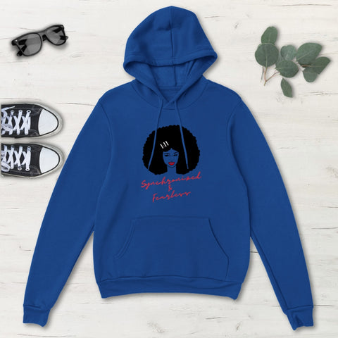 Image of Synchronized & Fearless Afro Girl Classic Unisex Pullover Hoodie, Mens, Womens,
