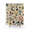 Tan Multicolored Astrological Stars & Moon Shower Curtains, Water Proof Bath