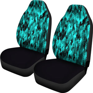Teal Camouflage 2 Front Car Seat Covers, Car Seat Covers,Car Seat Covers Pair,Car Seat Protector,Car Accessory,Front Seat Covers,