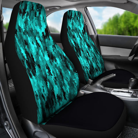 Image of Teal Camouflage 2 Front Car Seat Covers, Car Seat Covers,Car Seat Covers Pair,Car Seat Protector,Car Accessory,Front Seat Covers,
