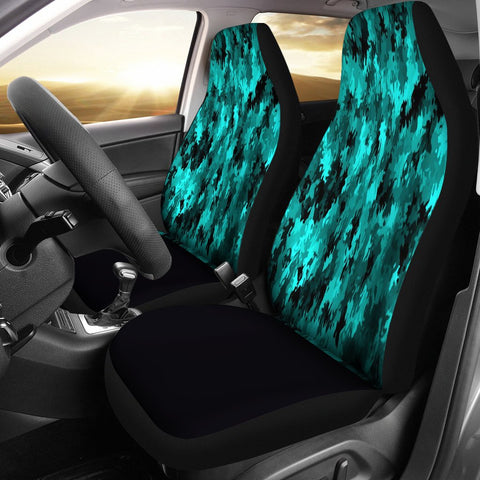 Image of Teal Camouflage 2 Front Car Seat Covers, Car Seat Covers,Car Seat Covers Pair,Car Seat Protector,Car Accessory,Front Seat Covers,