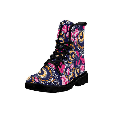 Image of Textile Fashion African Print Multicolored Womens Lolita Combat Boots,Hand Crafted