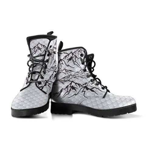 Image of Texture White Mountain Side Vegan Leather Women's Boots, Handcrafted Hippie
