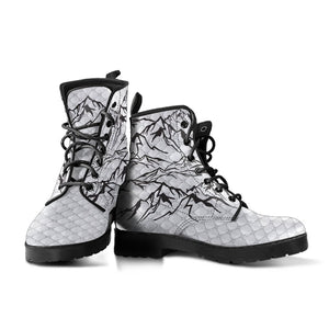 Texture White Mountain Side Vegan Leather Women's Boots, Handcrafted Hippie