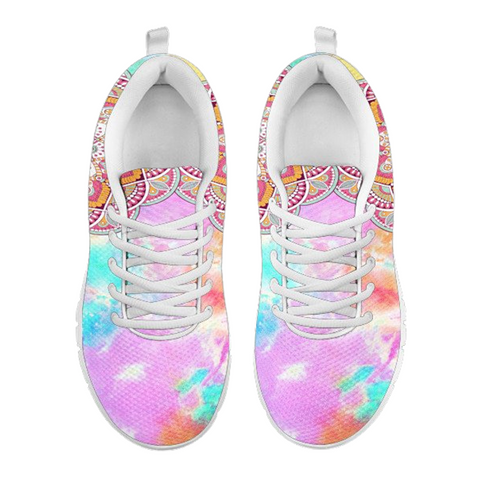 Image of Tie Dye Mandala Athletic Sneakers,Kicks Sports Wear, Kids Shoes, Shoes Custom Shoes, Top Shoes,Running Low Top Shoes, Mens,Training Shoes