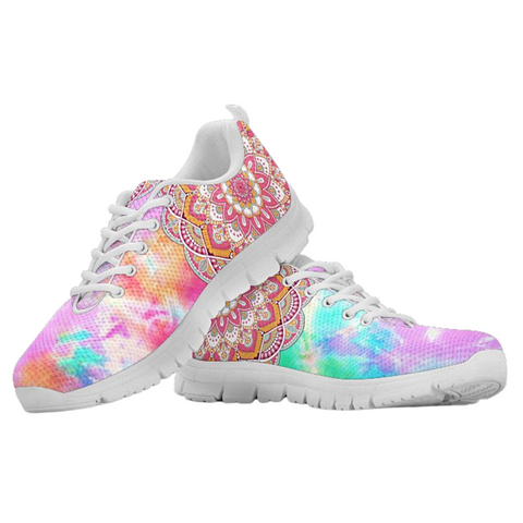 Image of Tie Dye Mandala Athletic Sneakers,Kicks Sports Wear, Kids Shoes, Shoes Custom Shoes, Top Shoes,Running Low Top Shoes, Mens,Training Shoes