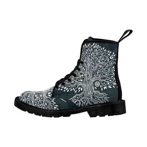 Image of Tree Of Life Womens Boots Lolita Combat Boots,Hand Crafted,Multi Colored,Streetwear