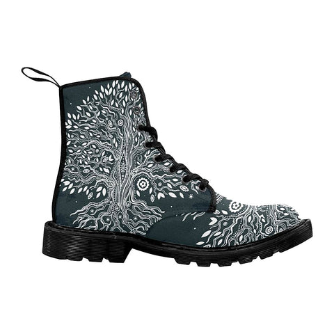 Image of Tree Of Life Womens Boots Lolita Combat Boots,Hand Crafted,Multi Colored,Streetwear