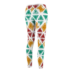 Triangle Colorful Multicolored Women's Cut & Sew Casual Leggings, Yoga Pants,