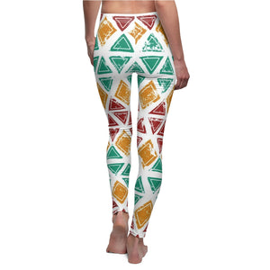 Triangle Colorful Multicolored Women's Cut & Sew Casual Leggings, Yoga Pants,
