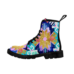 Tribal Bohemian Colorful Womens Boots ,Comfortable Boots,Decor Womens Boots,Combat Boots