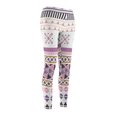 Image of Tribal Ethnic Pink Multicolored Women's Cut & Sew Casual Leggings, Yoga Pants,