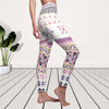 Tribal Ethnic Pink Multicolored Women's Cut & Sew Casual Leggings, Yoga Pants,