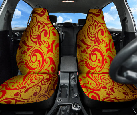 Image of Unique Tribal Art Pattern Car Seat Covers, Customized Ethnic Design Front