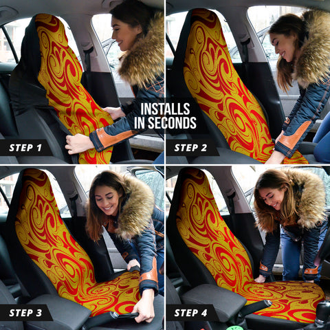 Image of Unique Tribal Art Pattern Car Seat Covers, Customized Ethnic Design Front