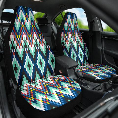 Image of Ethnic Tribal Pattern Car Seat Covers, Bohemian Aztec Design, Chic Trendy Auto