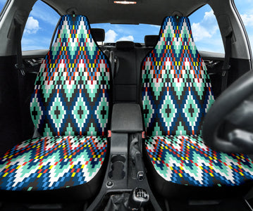 Ethnic Tribal Pattern Car Seat Covers, Bohemian Aztec Design, Chic Trendy Auto