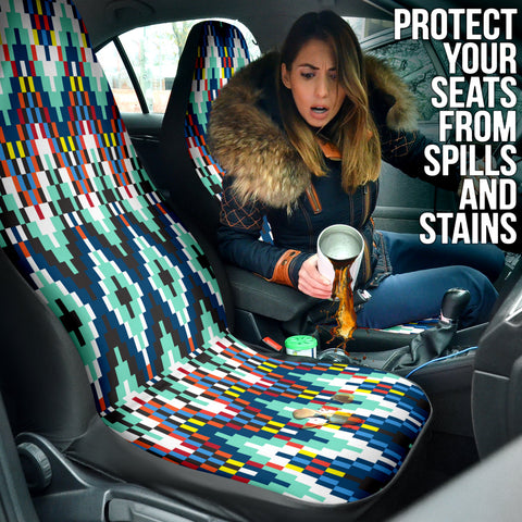 Image of Ethnic Tribal Pattern Car Seat Covers, Bohemian Aztec Design, Chic Trendy Auto