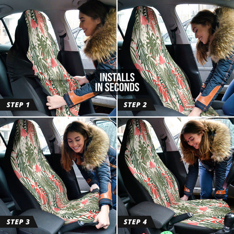 Image of Tropical Flamingo Design Car Seat Covers, Front Seat Protectors, Stylish Car