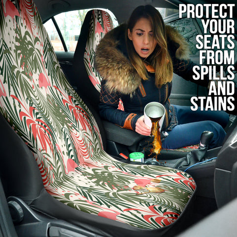 Image of Tropical Flamingo Design Car Seat Covers, Front Seat Protectors, Stylish Car