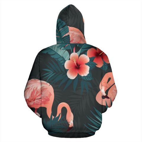 Image of Tropical Flamingo Bright Colorful, Hippie Hoodie,Custom Hoodie, Floral, Fashion Wear,Fashion Clothes,Handmade Hoodie,Floral,Pullover Hoodie