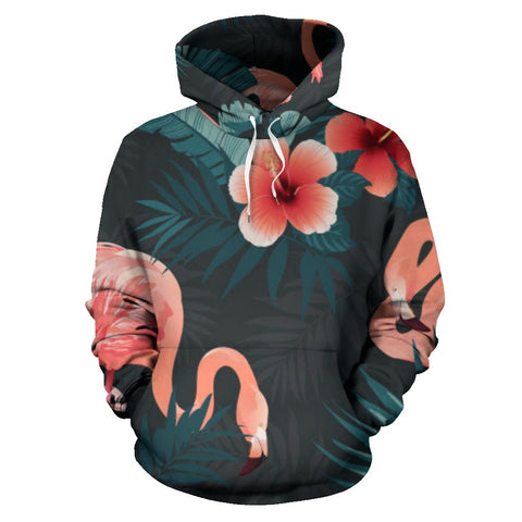 Image of Tropical Flamingo Bright Colorful, Hippie Hoodie,Custom Hoodie, Floral, Fashion Wear,Fashion Clothes,Handmade Hoodie,Floral,Pullover Hoodie