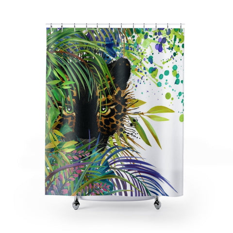 Image of Tropical Hidden Jaguar Multicolored Colorful Shower Curtains, Water Proof Bath