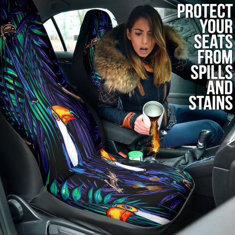 Image of Tropical Toucan Car Seat Covers, Nature,Inspired Front Protectors, Bird Themed