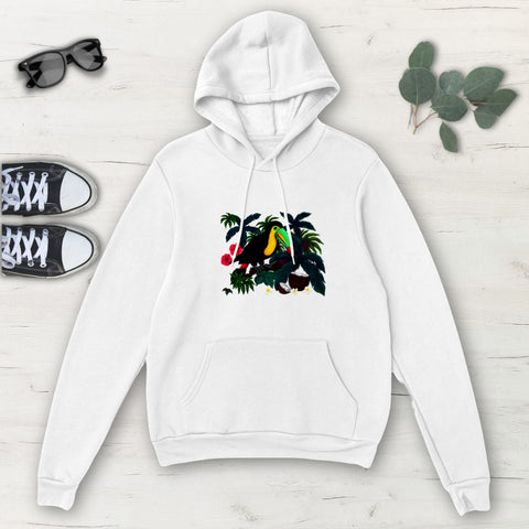 Image of Tropical Parrot Multicolored Classic Unisex Pullover Hoodie, Mens, Womens,