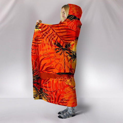 Image of Tropical Sunset Colorful Throw,Vibrant Pattern Blanket,Sherpa Blanket,Bright Colorful, Hooded blanket,Blanket with Hood,Soft Blanket