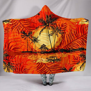 Tropical Sunset Colorful Throw,Vibrant Pattern Blanket,Sherpa Blanket,Bright Colorful, Hooded blanket,Blanket with Hood,Soft Blanket