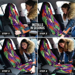 Watercolor Tropical Leaf Car Seat Covers, Exotic Design Front Seat Protectors,
