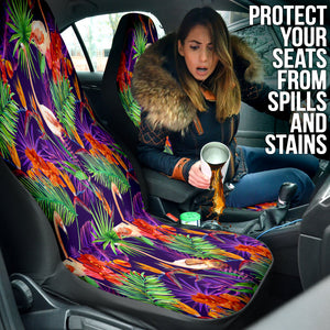 Watercolor Tropical Leaf Car Seat Covers, Exotic Design Front Seat Protectors,
