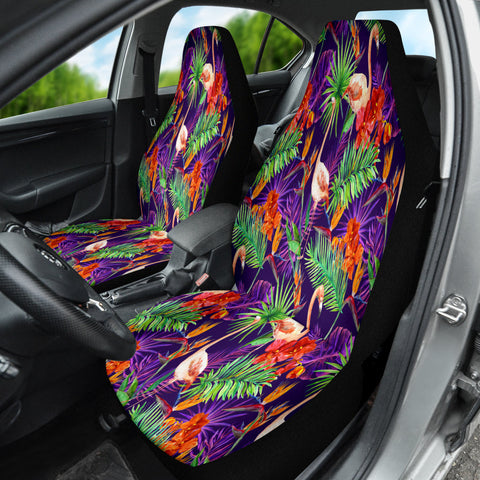 Image of Watercolor Tropical Leaf Car Seat Covers, Exotic Design Front Seat Protectors,