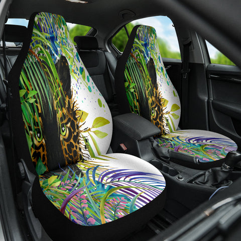 Image of Wildlife Panther Tropical Forest Car Seat Covers, Front Seat Protectors, Jungle