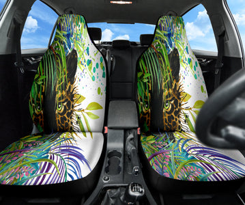 Wildlife Panther Tropical Forest Car Seat Covers, Front Seat Protectors, Jungle