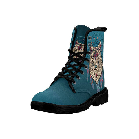 Image of Turquoise Dreamcatcher Wolf Womens Boots, Comfortable Boots,Decor Womens Boots